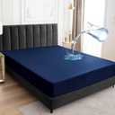Sufdari Full Size Mattress Protector,Waterproof Mattress Protector,Fitted Sheet Style Mattress Cover with 18" Deep Pocket,Washable and Comfortable-Navy Blue,Full