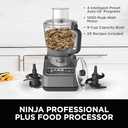 Ninja Food Processor, Professional Plus, 1000 Peak Watts, 4 Functions for Chopping, Slicing, Purees & Dough with 9-Cup Processor Bowl, 3 Blades, Food Chute & Pusher, Silver, BN601