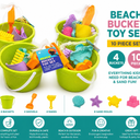 Beach Bucket Toy Set 9 Piece 1 Bucket 2 Shovels 1 Rake 5 Sand Molds
