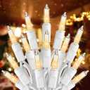 Brightown Christmas Lights, 100-Count 25ft Clear Incandescent Bulb Mini String Lights for Indoor Holiday Decor, Christmas Tree Garland Wedding Party Multi-Use Decoration, White Wire
