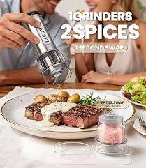 Electric Salt and Pepper Grinder Set: Automatic Battery Stainless Steel Pepper Mill Shakers with LED lights, Rechargeable Salt Grinder With 6 Adjustable Coarseness For House Warming Kitchen Cooking