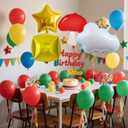 Colorful Balloon Garland Kit Red, Blue, Green, Yellow Latex Balloon with Cloud, Mushroom, Star & Square Balloons for Cartoon Carnival Birthday Party Decorations
