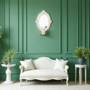 SOFE Antique White Oval Mirror Candle Sconce, Wall Candle Holder for Pillar Candle, Hanging Small Succulent Display Container, Living Room, Bedroom, Entryway Wall Decor, 1 Piece