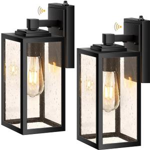 VIANIS Large 2 Pack Outdoor Wall Lights, Dusk to Dawn Black Exterior Garage Lighting Fixture Wall Mount Sconces, Modern Front Porch Lanterns Outside Lights for House, Waterproof Coach Lights Outdoor