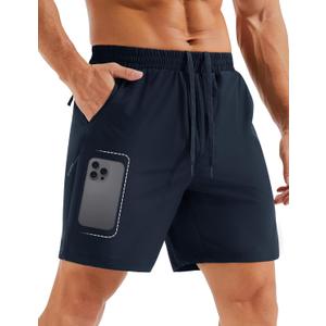 MAGCOMSEN Men's Hiking Shorts Water Resistant Quick Dry 7'' Lightweight Shorts for Athletic Workout Fishing Navy Blue 36