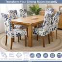 Chair Covers for Dining Chairs Set of 6, Stretchy Soft Parson Chair Covers Removable Washable Kitchen Dining Room Chair Slipcovers with Elastic for Universal Fit (Flowers Beige III)