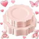 COLOSUS Disposable Pink Party Plastic Plates Set, 60 Pack (30 Guest) Dinner & Salad/Dessert Plate for Spring Wedding Birthday Party Dinner,Easter Day party plates
