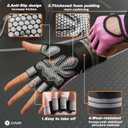 SIMARI Breathable Workout Gloves for Men Women, Padded Weight Lifting Gloves with Wrist Wraps Support, Full Palm Protection, Grip for Gym Training, Fitness, Weightlifting, Exercise Fingerless Black (Pink, L)