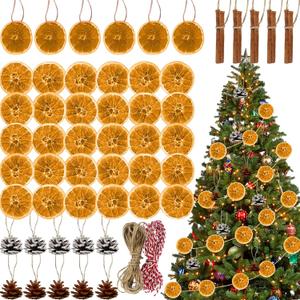 Christmas Dried Orange Slice Garland Decorations, Xmas Tree Mantle Wreath DIY Kit with Pine Cones, Cinnamon Sticks, Hemp Rope for Fireplace Porch Farmhouse Rustic Indoor Decor Party Decor