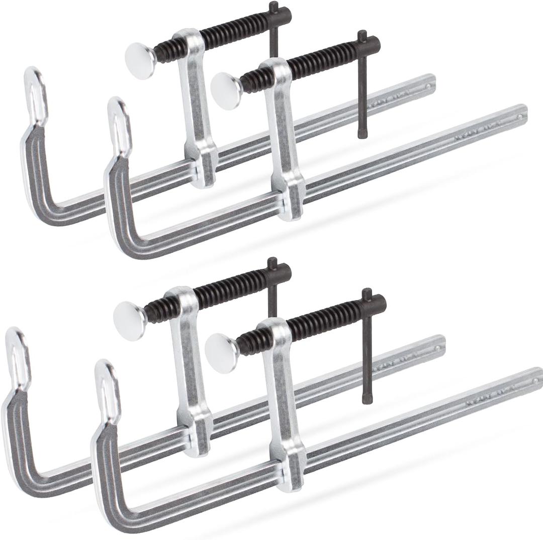 4-Pack Welding Bar Clamps 12 Inch, Drop Forged Steel Bar Clamps Throat Depth 3 inch Load Force 450 Lbs for Woodworking,Welding, Metal working