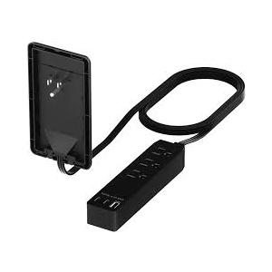 LIDER Outlet Extender with 3 Receptacles, 21W USB Type-A, and 2 USB Type-C, Ultra-Thin Wall Plate Plug with Cord Extender, 3-Outlet Power Strip, Flat-Face, Slim Design, ETL-Listed, 3ft Cord, Black