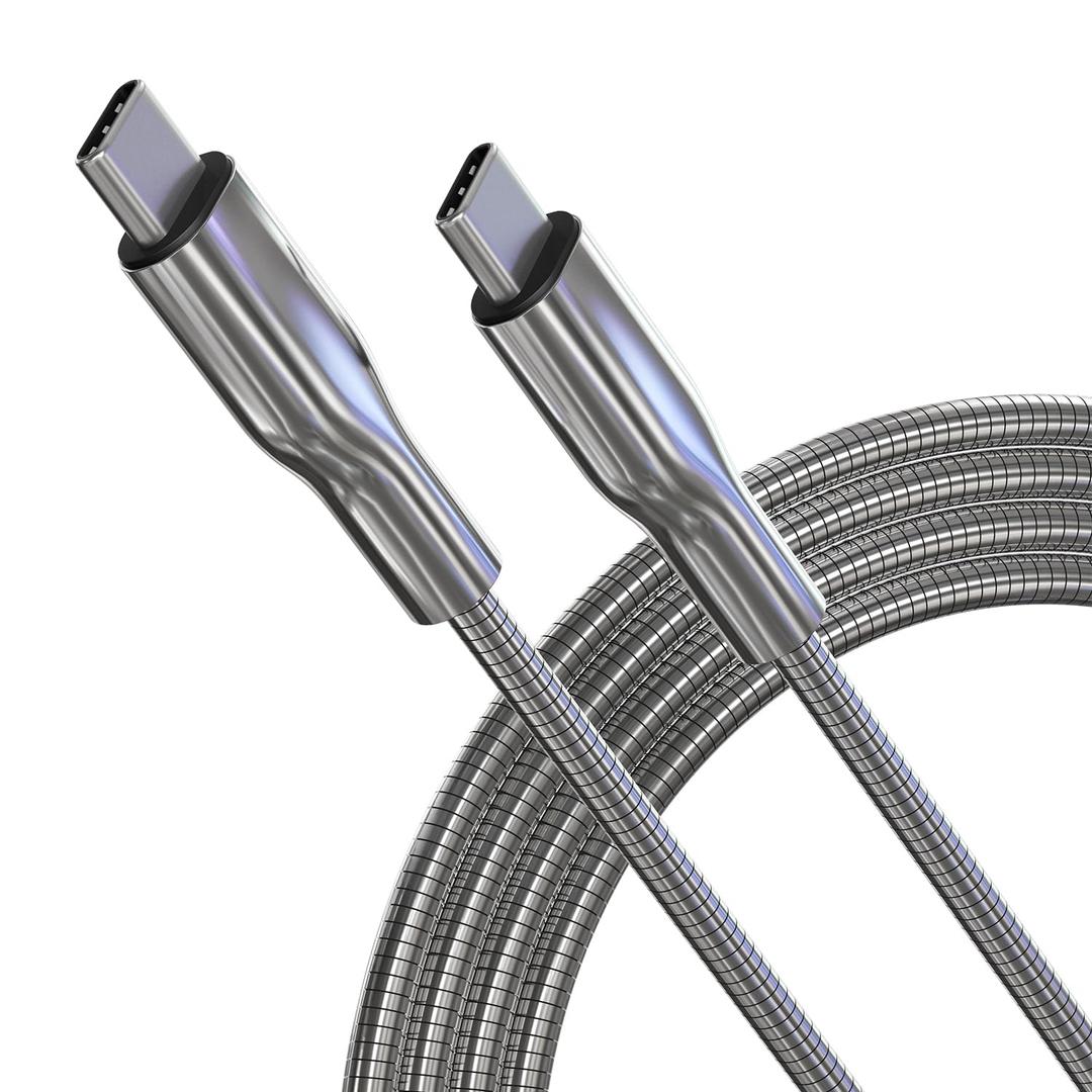 Metal USB C Cable 6ft, USB C to USB C Cable 60W PD Fast Charging & Data Sync for Android/Phone/Pad, Tangle-Free & Indestructible Chew Proof Charger Cord for iPhone 17/16/15/iPad/Galaxy/Pixel/PS5