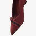 NEWBELLA Women's Bow Wedge Heels - Simple Knit Slip-On Pumps Pointed Toe, Comfortable Office Work Shoes with Block Heel