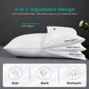 Three Geese Adjustable Layer Goose Feather Pillow,Assembled Bed Pillow, Soft Cotton Cover,Good for Side and Back Stomach Sleeper, Standard/Queen Size,Packaging Include 1 Pillow