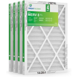 14x20x1 Air Filter 4 Pack, MERV 8 Pleated Dust Defense Air Filters Replacement Air Conditioner HVAC AC Furnace Filter, Durable and Lightweight