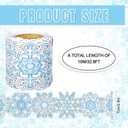 2 x Whaline Winter Snowflake Bulletin Board Border Christmas Blue White Snowflake Rolled Self Adhesive Border Trim Stickers for Xmas Holiday Party Classroom School Office Chalkboard Wall Decor, 32.8Ft