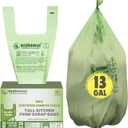 100% Compostable 13 Gallon Bags (35 Bags) Tall Kitchen Food Scrap Disposable Compost Trash Bgas Certified Composte Bags US BPI & OK Compost Home Certified by Meeting ASTM D6400 (35 ct.)