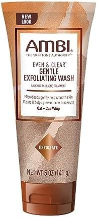 Ambi Even & Clear Gentle Exfoliating Wash with Oat and Sea Whip, Salicylic Acid Acne Treatment, Helps Clear & Prevent Breakouts, Exfoliates to Help Smooth Skin Tone & Texture, 5 Ounce