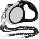 Double Retractable Dog Leash for Two Dogs Up to 110 lbs - 16 ft Coupler Leashes for Small Medium Dogs - One Locked System, Non Slip Grip, Tangle Free (Grey)