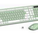 Wireless Keyboard and Mouse Combo, FullSized Wireless Keyboard and Adjustable DPI Mouse, 2.4GHz USB Receiver, Silent Keyboard and Mouse for PC, Windows, MAC, Desktop, Laptop (Avocado Green)