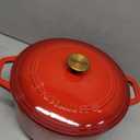 Mueller 6 Qt Enameled Cast Iron Dutch Oven, Heavy-Duty Casserole Dish and Braiser Pan with Lid and Stainless Knob, Safe for All Cooktops (6 Quart, Red)