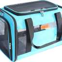 YUNIQUE Soft-Sided Cat & Dog Carrier for Pets Up to 15 Lbs, Airline Approved Collapsible Travel Puppy Carrier with Lightweight Fabric Design (Blue)