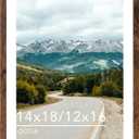 Wood 14x18 Picture Frame with 12x16 Mat Deep Brown, Display 12x16 with Mat or 14x18 Without Mat, Wood 14 by 18 Photo Frame, 14 x 18 Frame for Wall Hanging Display, Deep Brown