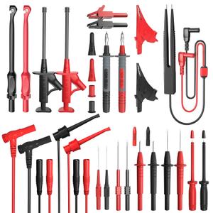 Goupchn 25PCS Silicone Multimeter Test Leads Kit with Replaceable Wire Piercing Probes Set, Alligator Clips, Test Hook Clips, Testing Tweezer for Digital Electrical Multimeter Testing