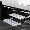 GEARFLAG Manual RV Double Step Folding Aluminum Entry Step with Anti-Slip Surface, 440 lbs Capacity for Camper, Trailer, Motorhome, Utility Trailer