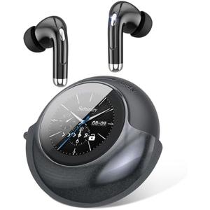 Byobyc Wireless Earbuds with Smart Touch Screen Case,Noise Cancelling Bluetooth 5.4 Headphones for Android/iPhone, 48H Playtime, Deep Bass, IPX7 Waterproof in-Ear Earphones - Black