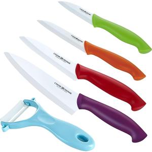 Cook N Home 4-Piece Ceramic Knife Set with Sheaths, 