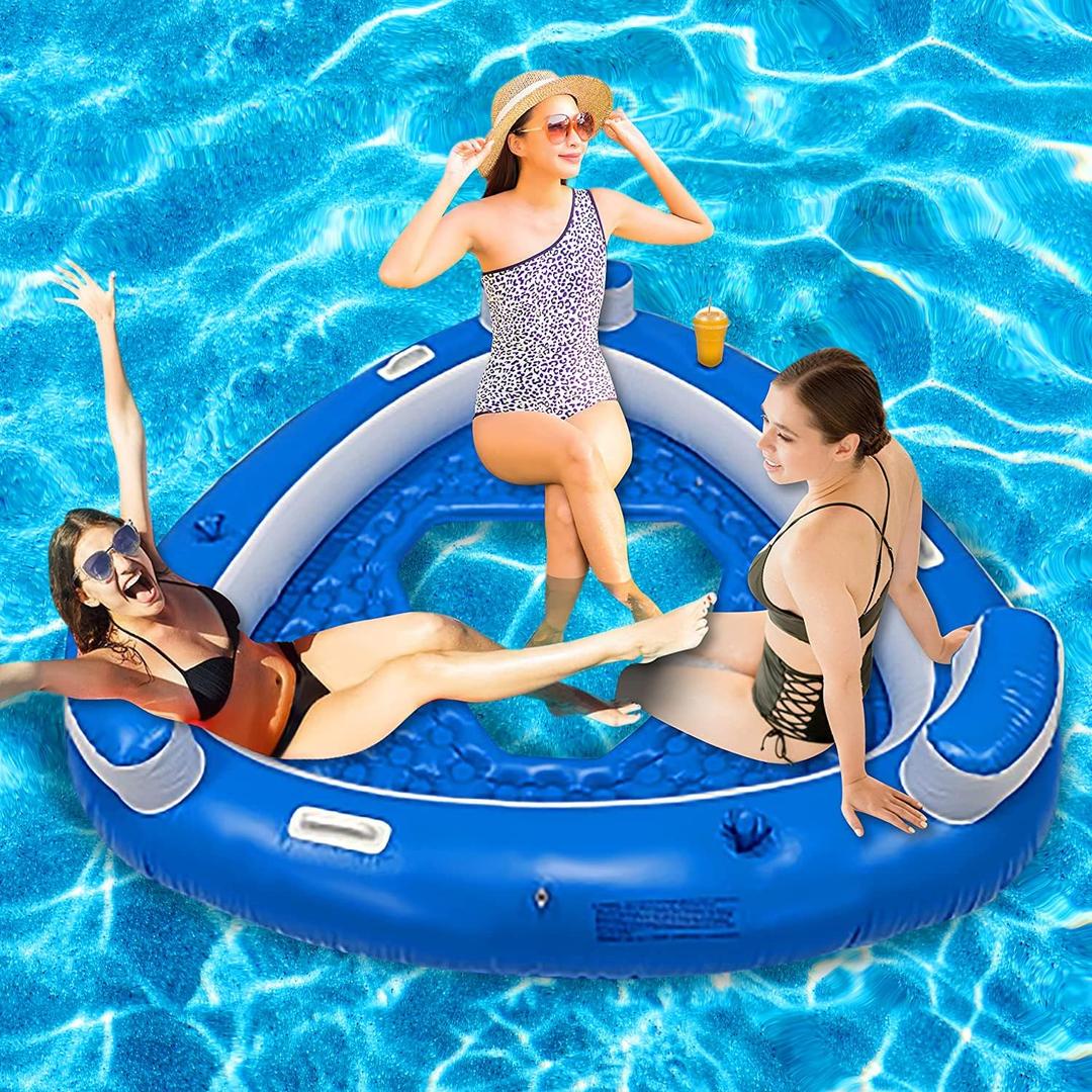 Vaygway Inflatable Floating Island Pool Float –Comfortable Relaxation Inflatable Floating Lake Pool Lounger Raft Water Float for River Beach Tanning Floating