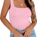 Zeagoo Women's Square Neck Double Lined Tank Tops Cute Summer Tops Seamless Slim Fit Basic Sleeveless Shirts, XL