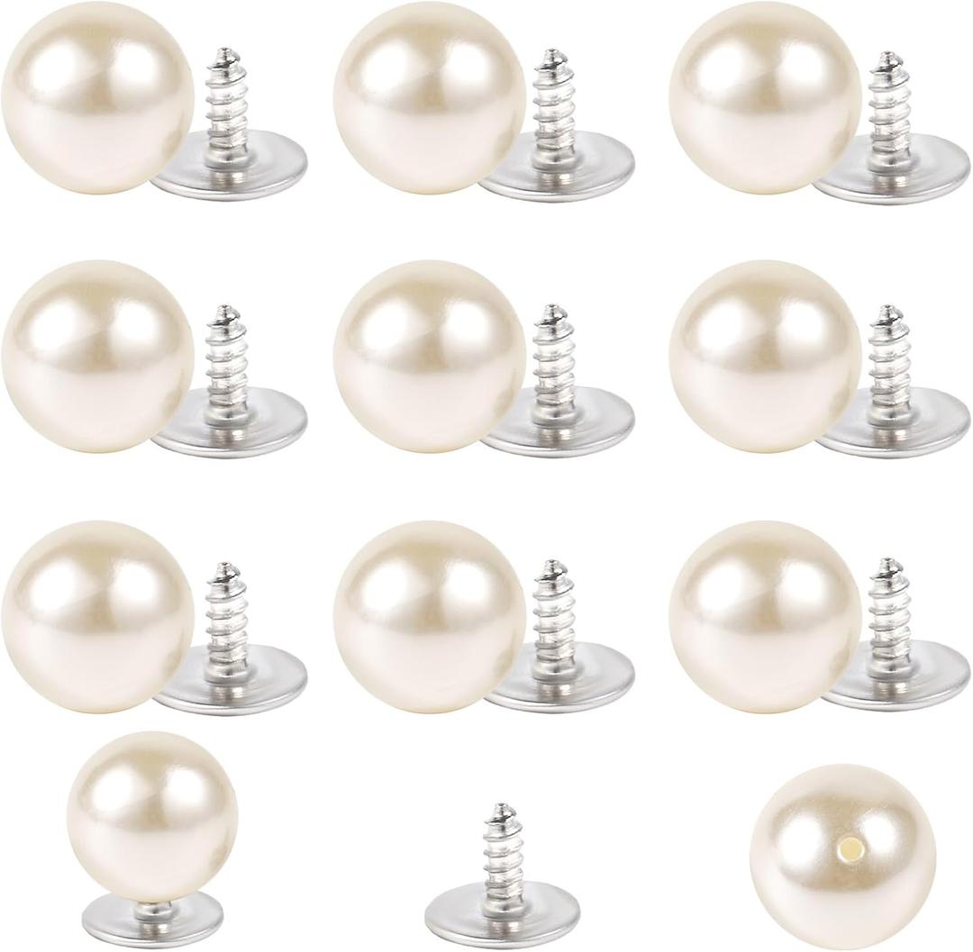 50pcs Pearl Brooch Buttons, No Sew Cover Up Buttons Removable Reusable Pearl Safety Pins for Clothes Dress Shirt Cardigan Decorations DIY Crafts Sewing, 5 Sizes