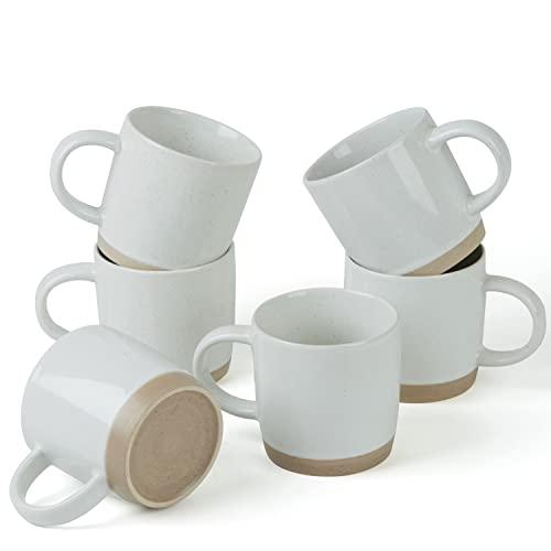 famiware Coffee Mugs for 6, 13 oz Mug Set, Dringking Cup with Handle for Coffee, Tea, Cocoa, Milk, Milkyway Serise, White