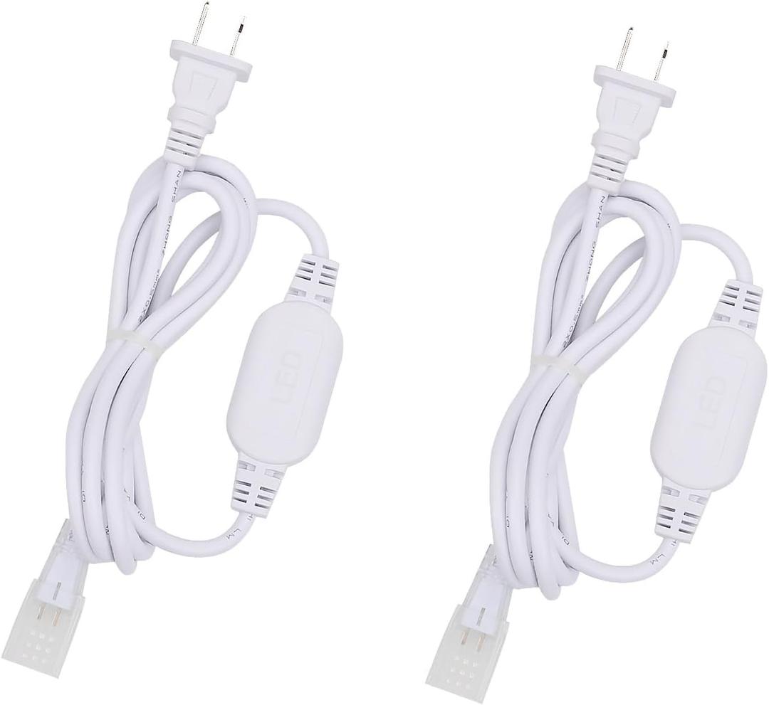 2 Pcs AC 110V LED Light Plug only for High Voltage 10mm X 6mm 288LEDs/M 65.6FT COB LED Strip Lights
