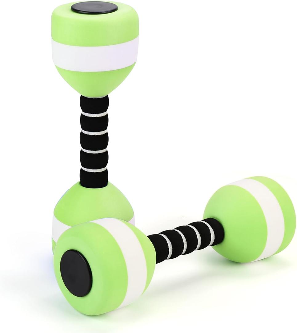 Aquatic Dumbbells, 2PCS EVA Foam Water Weights, Aquatic Exercise Dumbbells for Adults Youth Women Water Workouts Tools (Green+White)