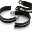 HJ Garden 12pcs 1-1/2 inch Rubber Cushioned Cable Clamp 304 Stainless Steel Hose Clamp/Metal Clamp/Tube Holder Fastener for Tube/Pipe or Wire Cord Installation