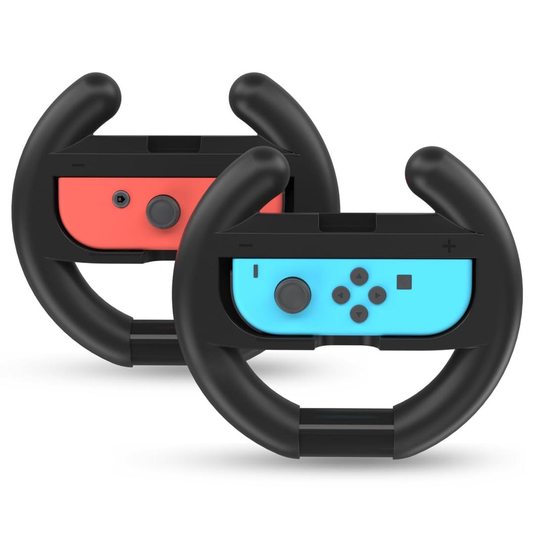 NALENSY Switch Steering Wheel for Nintendo Switch Joy Con Controller, Switch Racing Wheel Grip Fit Mario Kart 8 Deluxe for Switch OLED Joy Con, 2 Pack Switch Mario Kart Steering Wheel NALENSY Switch Steering Wheel for Nintendo Switch Joy Con Controller, Switch Racing Wheel Grip Fit Mario Kart 8 Deluxe for Switch OLED Joy Con, 2 Pack Switch Mario Kart Steering Wheel