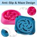 MateeyLife Slow Feeder Dog Bowls 2PCS, Anti-Choking Puzzle Dog Food Bowls, Anti-Slip Interactive Feeding Slow Down Eating, Bloat Stop Maze Dishes for Medium Large Breeds Purple&DarkBlue