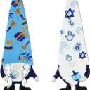 Cinnvoice 2 Pcs Hanukkah Metal Yard Gnome Stakes 27.6 Chanukah Decorative Gnomes Stakes for Outdoor Happy Hanukkah Garden Signs for Jewish Christmas Party Supplies Lawn Garden Decoration
