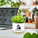 Funny Magical Cat Ceramic Succulent Cactus Flower Plant Pots with Bamboo Tray, 3.5 Inches Window Garden Cute Cat Planter Pot for Home Desk Decor Planter (No Plants)