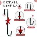 Cast Iron Wreath Hanger for Front Door, Red Star Adjustable Over The Door Hook Wreath Stand, Heavy Duty Door Wreath Hanger and Garland Holder for Fall and Christmas Decorations