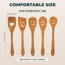 MFC 5-Piece Wooden Cooking Spoons - Kitchen Set from Natural Cherry Wood - Wooden Spoons for Cooking - Funny Utensil Set with Smiley Faces - Cooking Multipurpose Wood Utensils