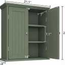 ChooChoo Bathroom Wall Cabinet, Over The Toilet Space Saver Storage Cabinet, Medicine Cabinet with 2 Door and Adjustable Shelves, Cupboard, Green, 8.8"D x 21.1"W x 24"H