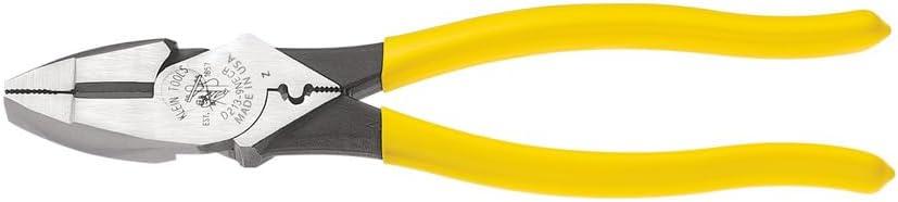 Klein Tools D213-9NE-CR Lineman's Crimping Pliers, Made in USA, Streamlined High-Leverage Design Made of Induction Hardened Steel, 9-Inch