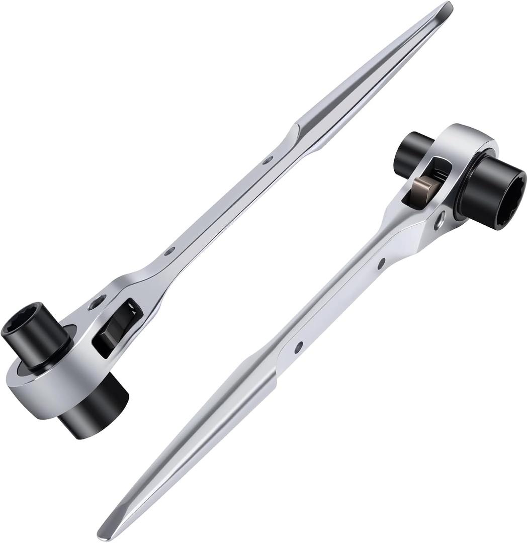 Dual Size Chainsaw Wrench 13mm & 19mm T-Bar Design - Cold Forged Chrome Vanadium Steel with Dual-Taper Groove Cleaner Tip - Universal for Bar Nuts, Sprockets & Chain Maintenance, 2 piece