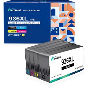 936XL Ink Cartridges with Chip Replacement for HP 936e 936XL Ink cartridges Combo Pack for HP OfficeJet Pro 9110b 9120b 9130b OfficeJet Pro Wide Format 9720 9730 Printer (Black Cyan Magenta Yellow)