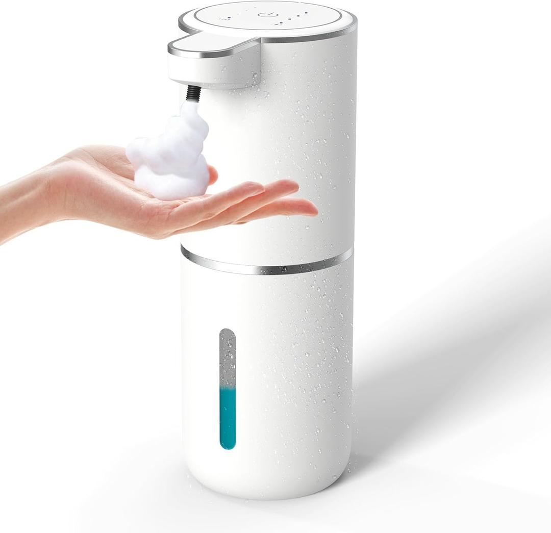 Automatic Soap Dispenser  Touchless Foaming Soap Dispenser 400ml USB Rechargeable Dispenser Electric Wall Mounted 4levels Adjustable Foam Dispenser Pump for Bathroom Kitchen Dish Soap (White)