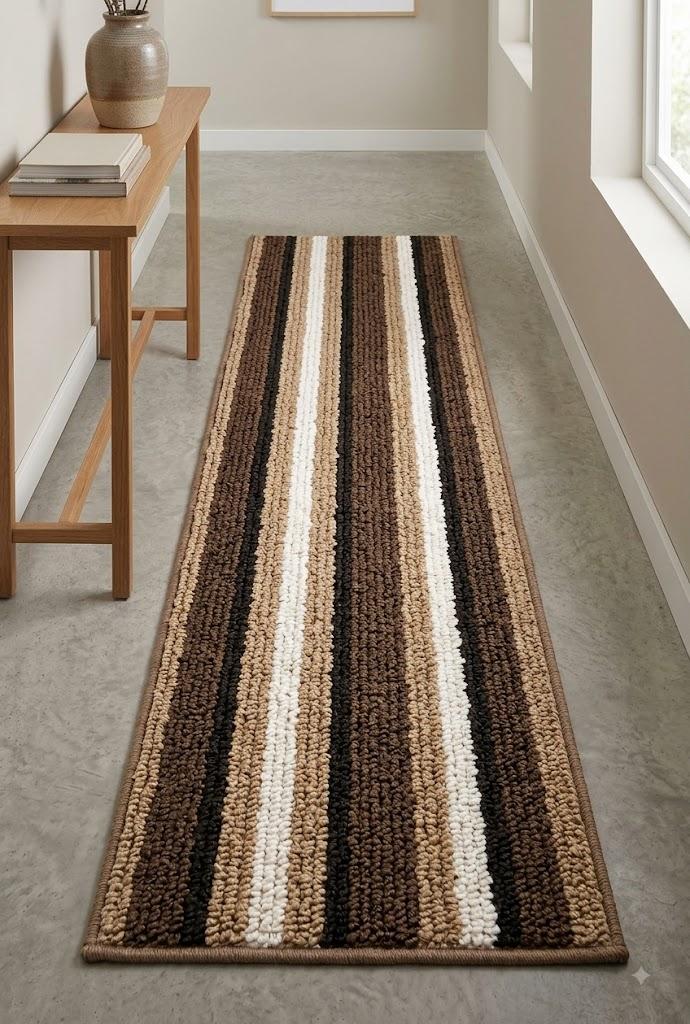 Infinity Stripe Rug 24"x72" brown/beige/black/white
